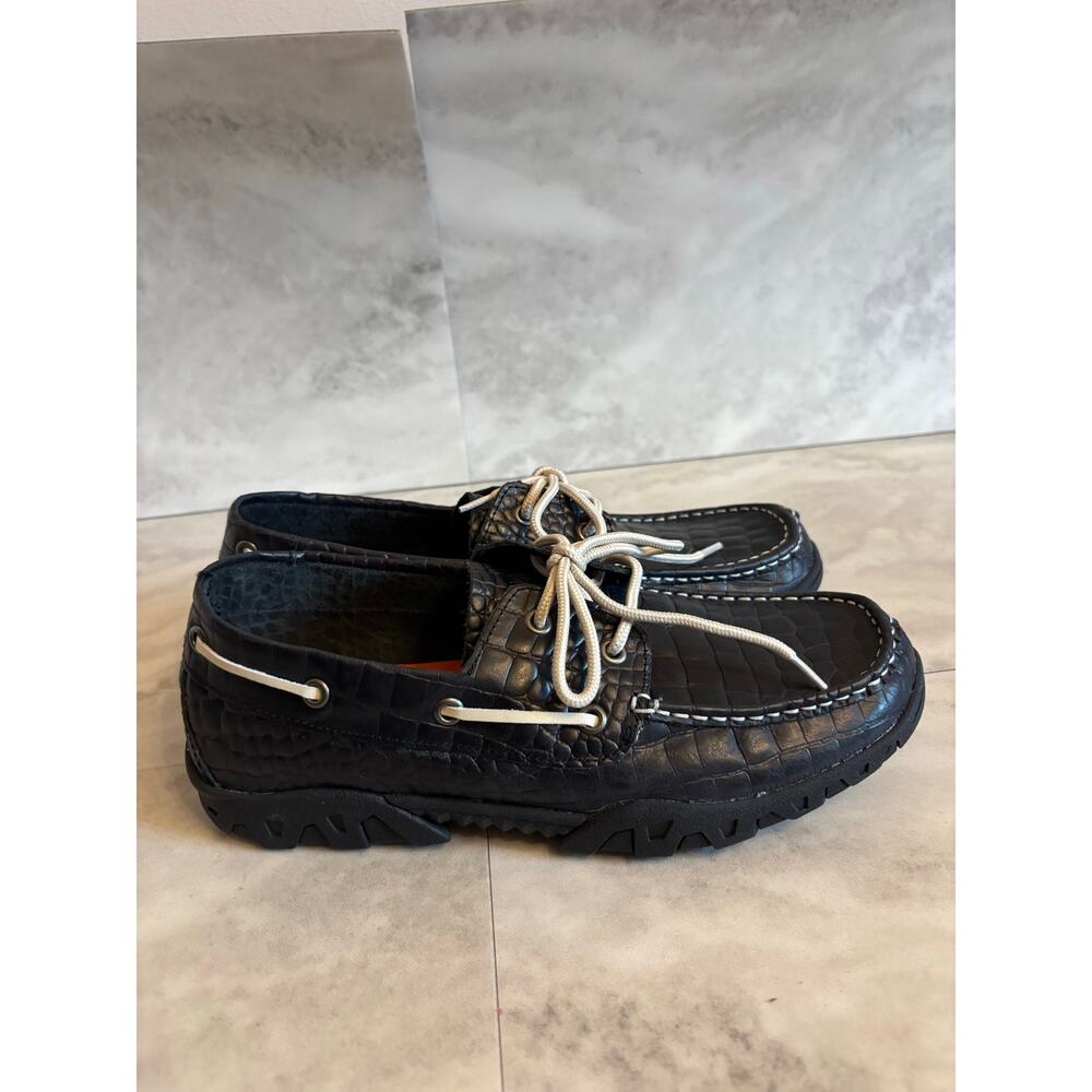 Ferrini Women’s Print Belly Loafers Flats Leather Comfort Shoes Size 9B Black